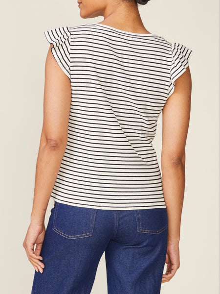 Flutter Sleeve Striped Top