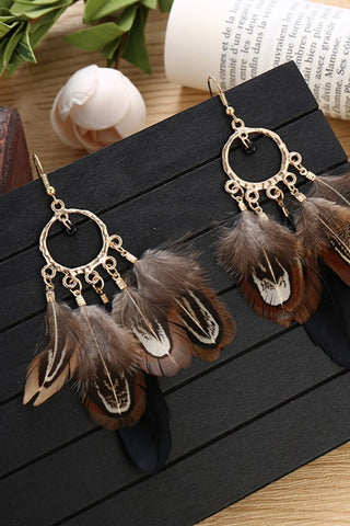 Beaded Feather Earrings