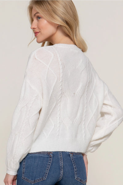 White Cable Sweater Top