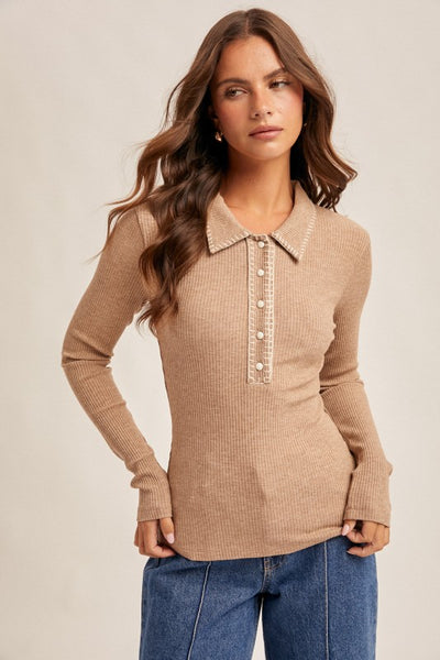 Stitch Collar Rib Top
