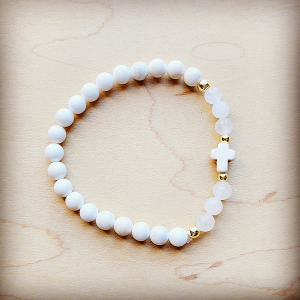 Natural Beaded Cross Bracelets