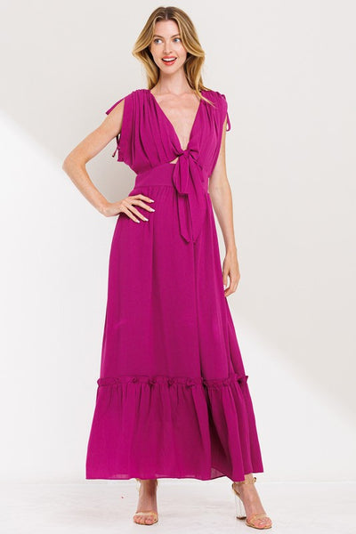 Magenta Front Tie Dress