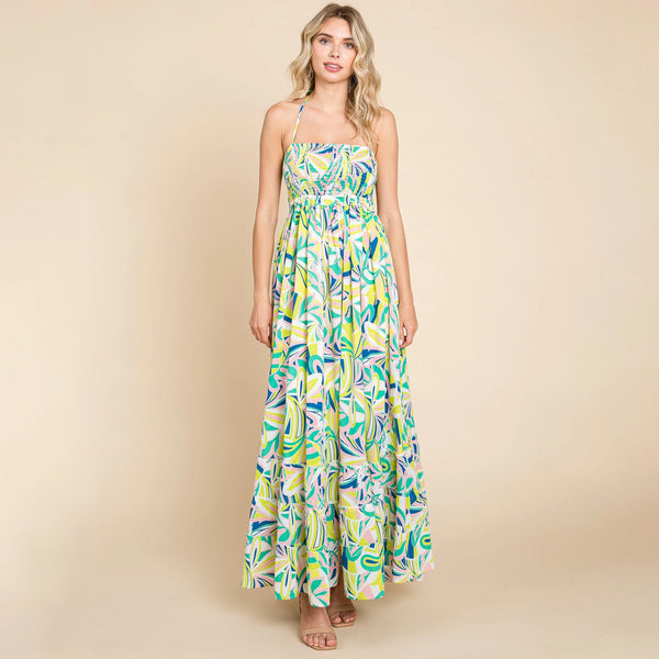 Floral Halter Cami Sun Maxi Dress