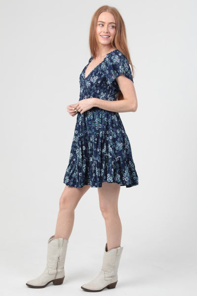 Eyelet Blue Floral Dress
