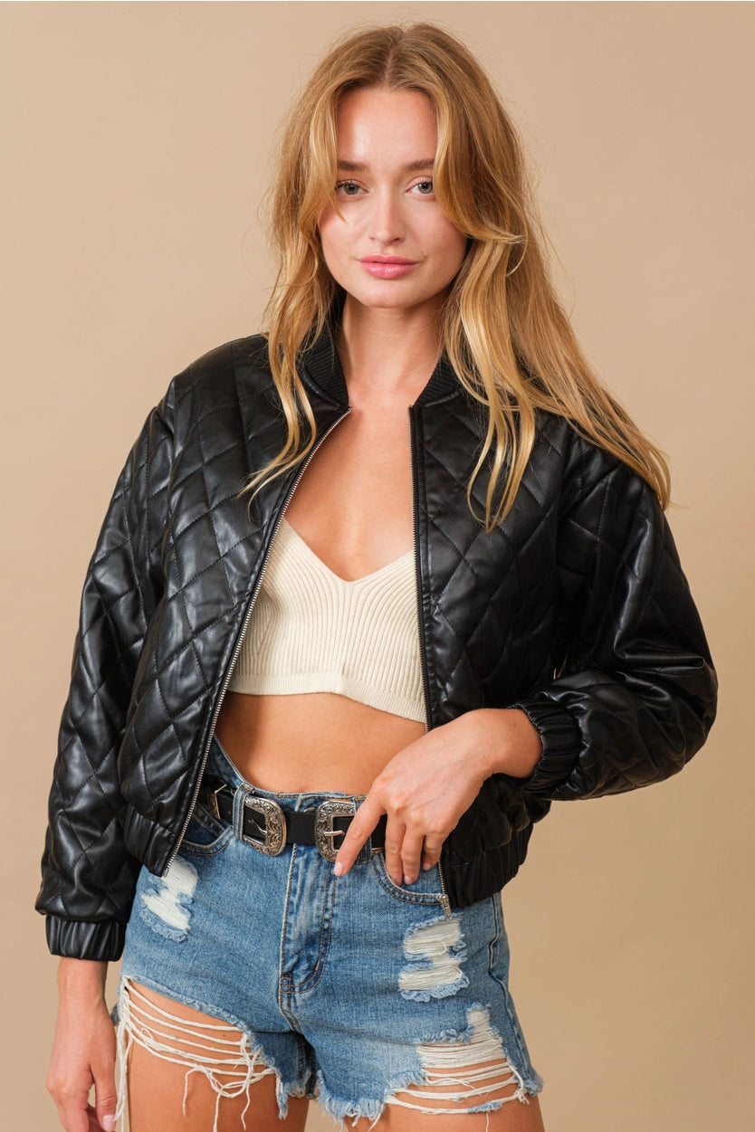 Quilted Zip Up Bomber Jacket – WHIF Clothing Boutique