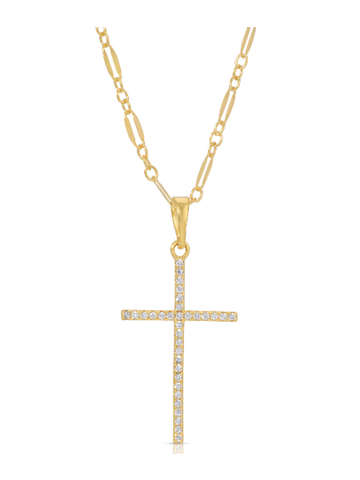 CZ Whisper Cross Necklace