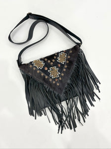 Beaded Fringe Leather Purse