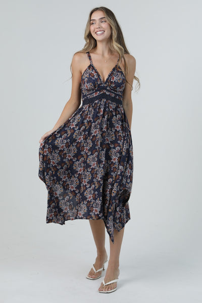 Angie Lace Trim Hanky Hem Dress