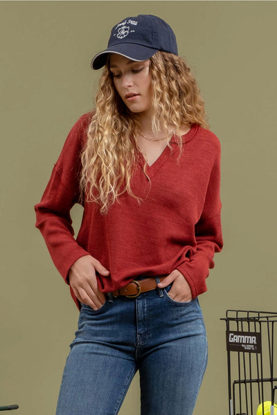 Notch Neck Knit Top