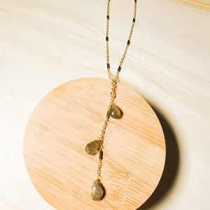 Labradorite Gem Tassel Necklace