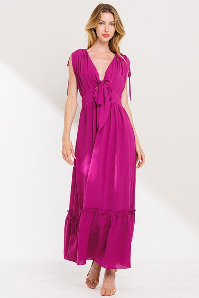 Magenta Front Tie Dress