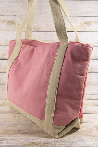 Embroidered Jute Fringe Tote Bag