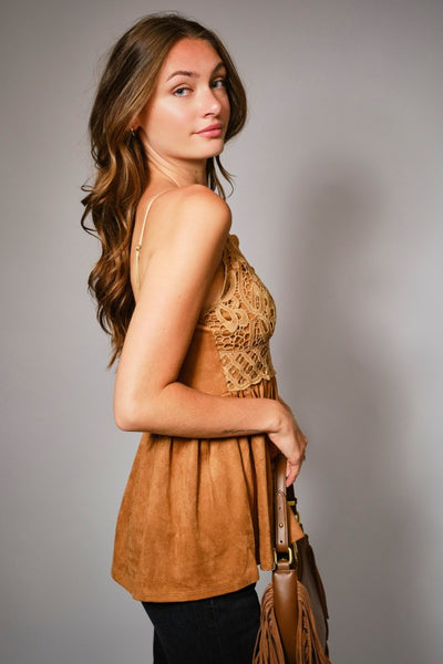 Preorder Faux Suede Lace Bralette Top