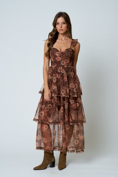 Jesse Chiffon Floral Tiered Dress