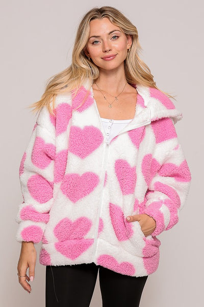 Sherpa Heart Print Jacket