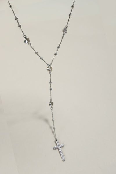 Boho Y Rhinestone Cross Necklace