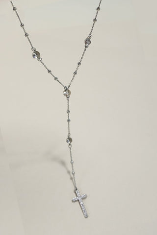 Boho Y Rhinestone Cross Necklace