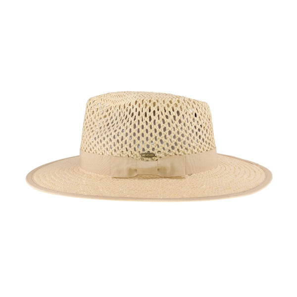 Open Weave Bow Trim Panama Hat