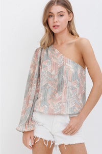 Yoryu Chiffon One Shoulder Blouse