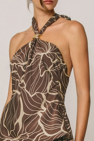 Satin Halter Open Back Top