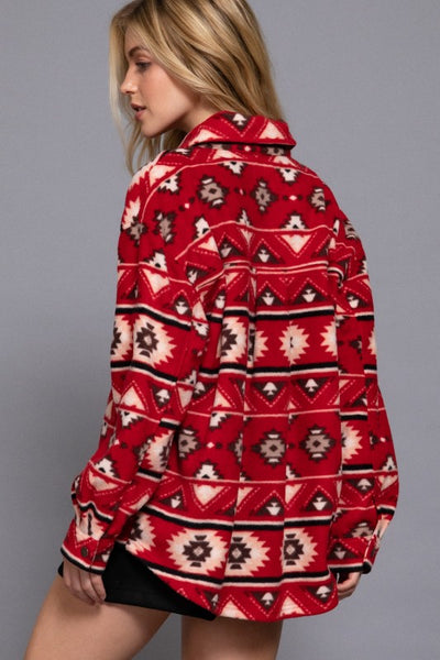 Printed Fleece Shirt Jacket
