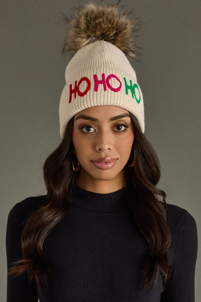 Beige Ho Ho Ho Hat
