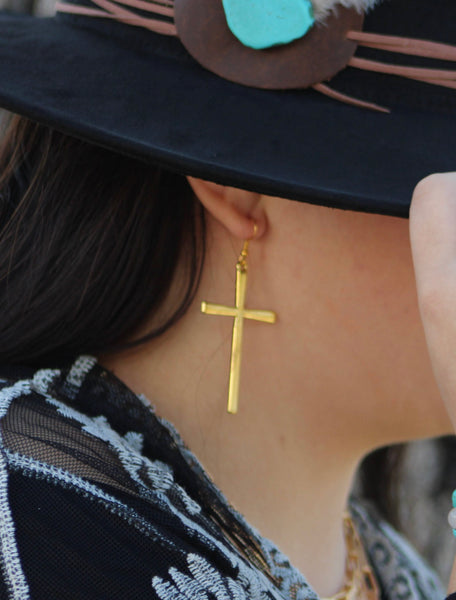 Gold Cross Earrings