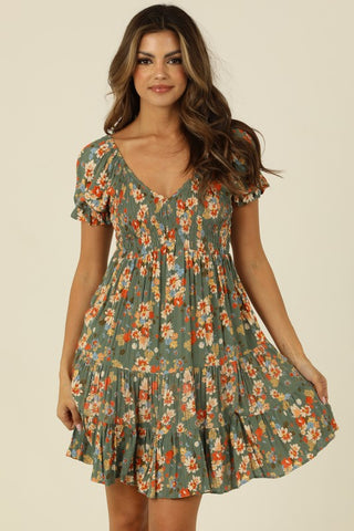 Angie Smocked Floral Dress