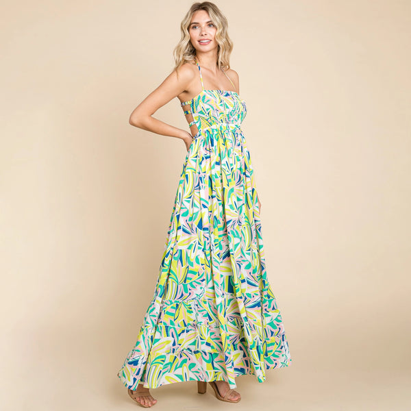 Floral Halter Cami Sun Maxi Dress