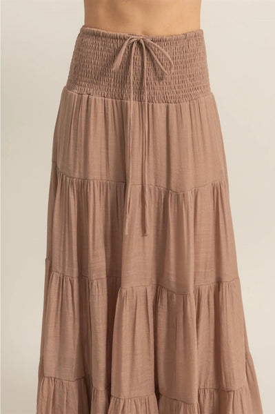 Coco Smocked Waist Tiered Maxi Skirt