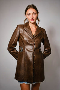 Preorder Western Buckle Faux Leather Jacket