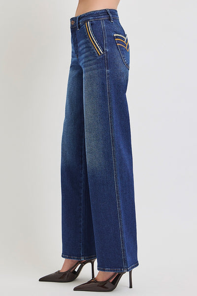 Risen Tummy Control Shield Shape Detail Jeans