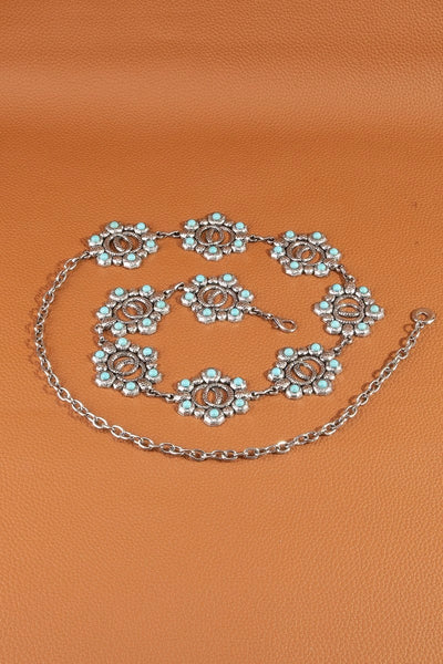 Turquoise Floral Concho Chain Belt