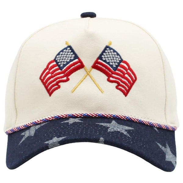 American Flag Star Brim Trucker Hat