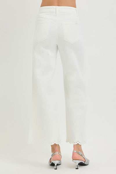 Risen Eyelet-Embroidered Hem Pants