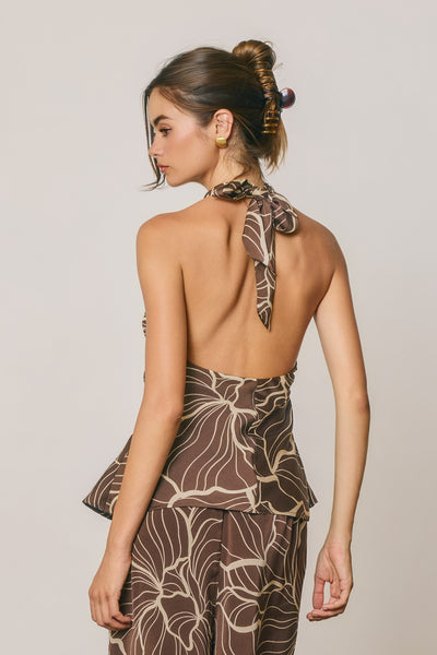 Satin Halter Open Back Top