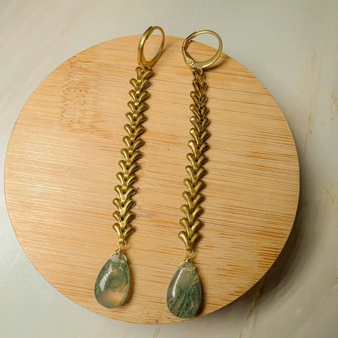 Roman Moss Agate Earring