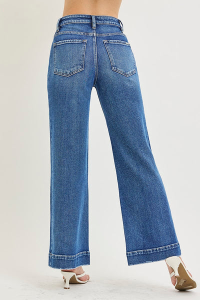 Risen Tummy Control High Rise Ankle Wide Jeans