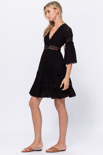 Crochet Ruffle Lace Dress-Small