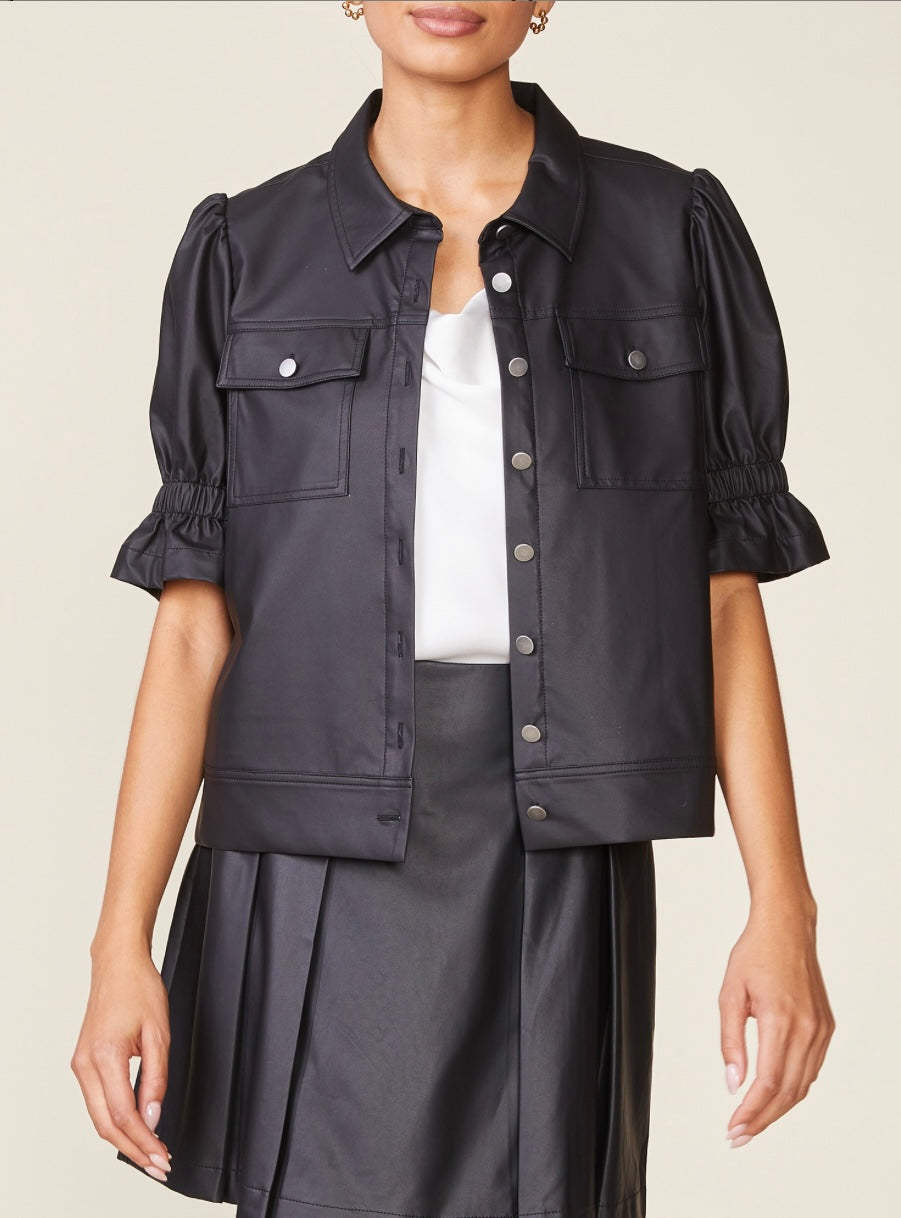 Black Faux Leather Jacket Top
