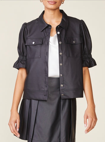 Black Faux Leather Jacket Top