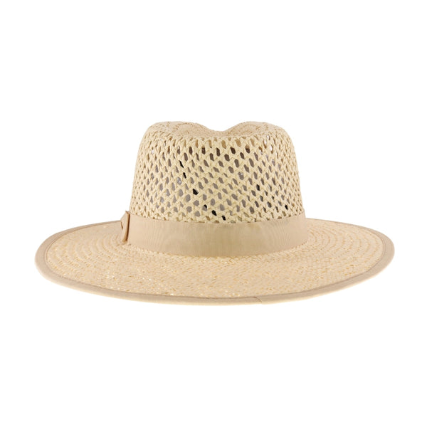Open Weave Bow Trim Panama Hat