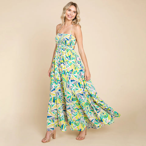 Floral Halter Cami Sun Maxi Dress