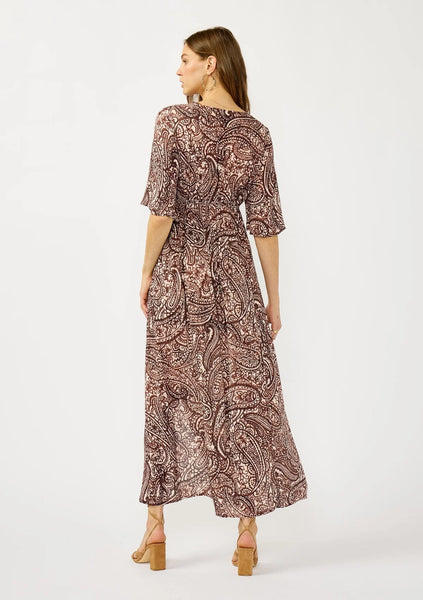 Lovestitch Brown Paisley Print Maxi Dress