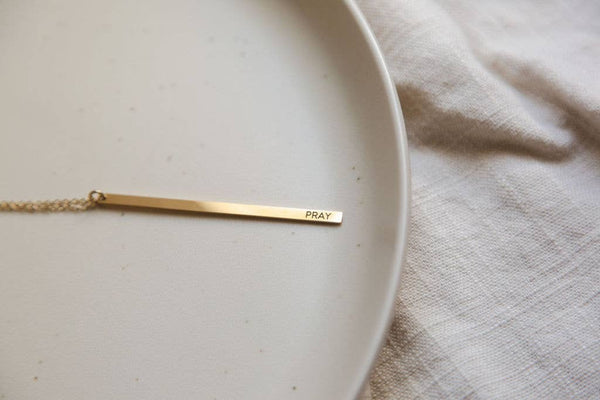 Pray Minimal Bar Necklace