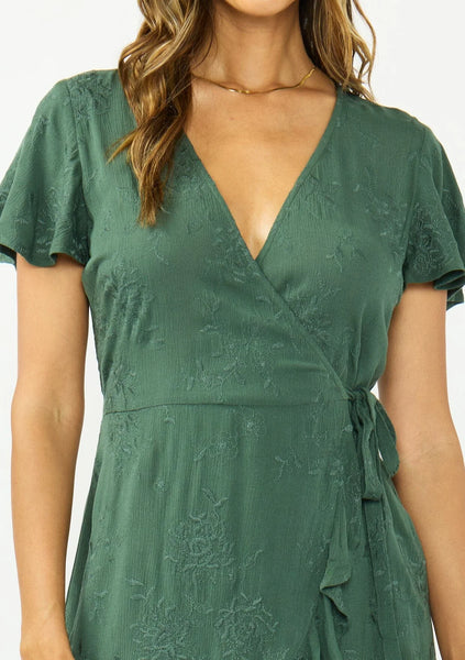 Ophelia Tonal Embroidery Wrap Dress