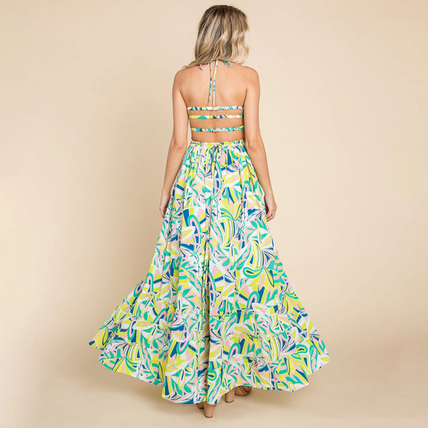 Floral Halter Cami Sun Maxi Dress