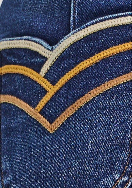 Risen Tummy Control Shield Shape Detail Jeans