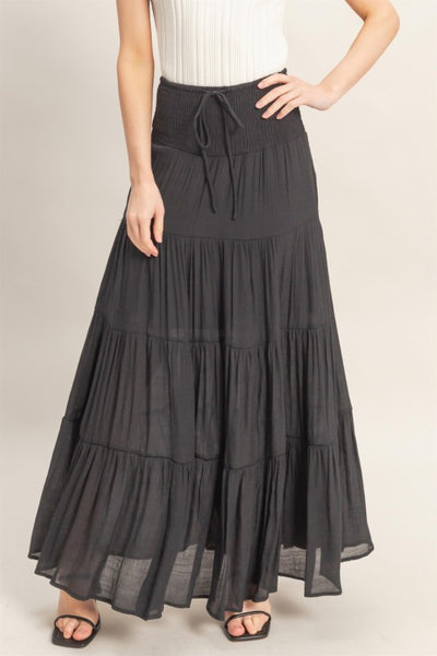 Boho Highwaist Drawstring Tiered Skirt