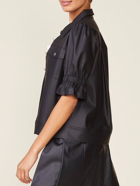 Black Faux Leather Jacket Top